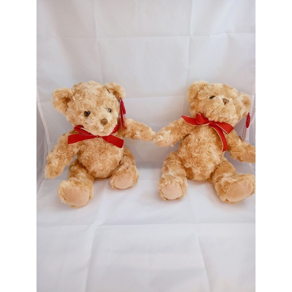 2-Keel Toys 25cm Traditional Brown‎ Bear & Red Ribbon Soft Cuddly Toy Teddy Gift